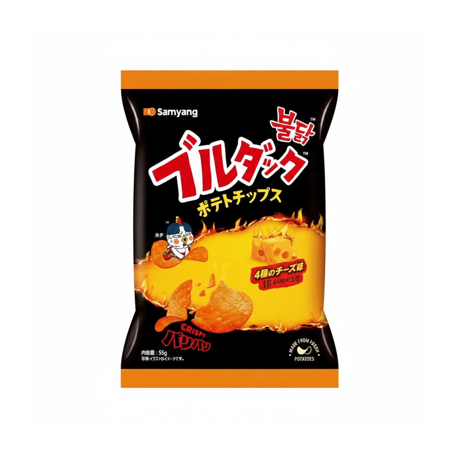 Samyang Buldak Potato Chips: Four Cheese (55g) Case of 20